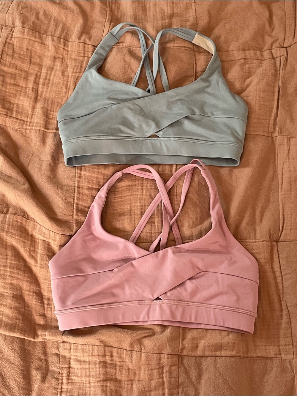 LULULEMON Crisscross Strappy Sports Bra - Pink and Light blue